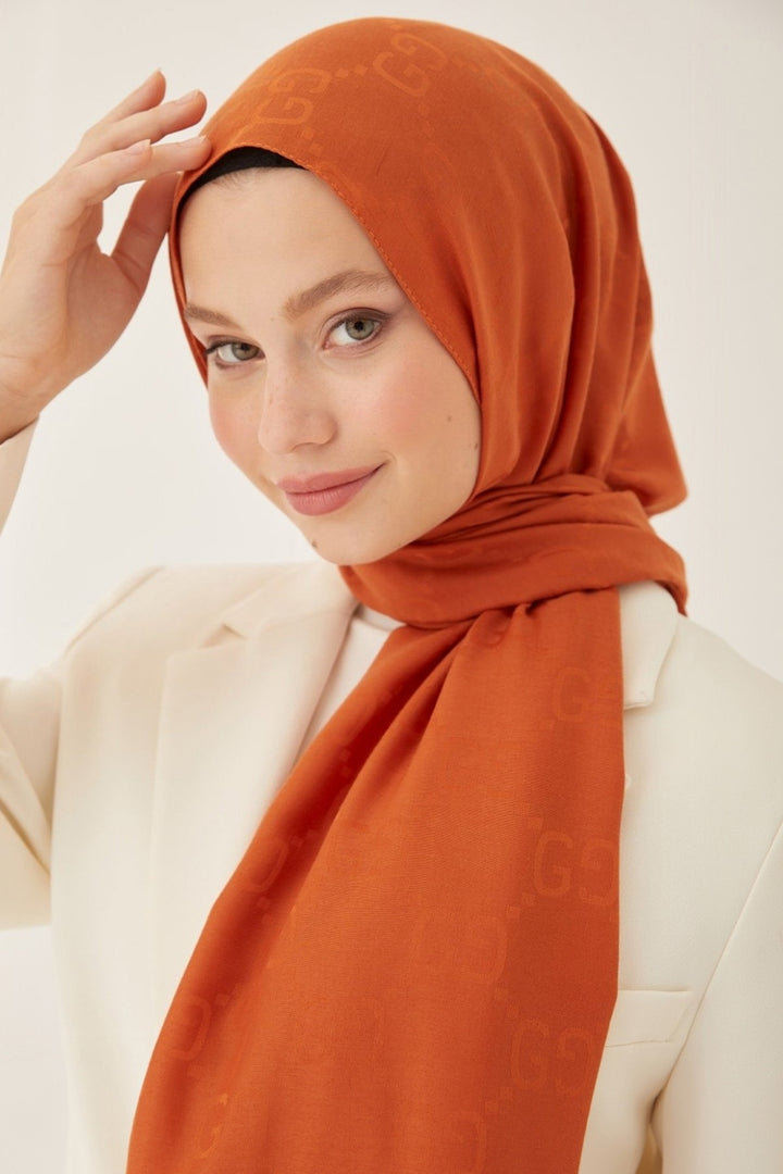 MDS Women Ariva G Patterned Jacquard Cotton Shawl - Terracotta - Oxnard