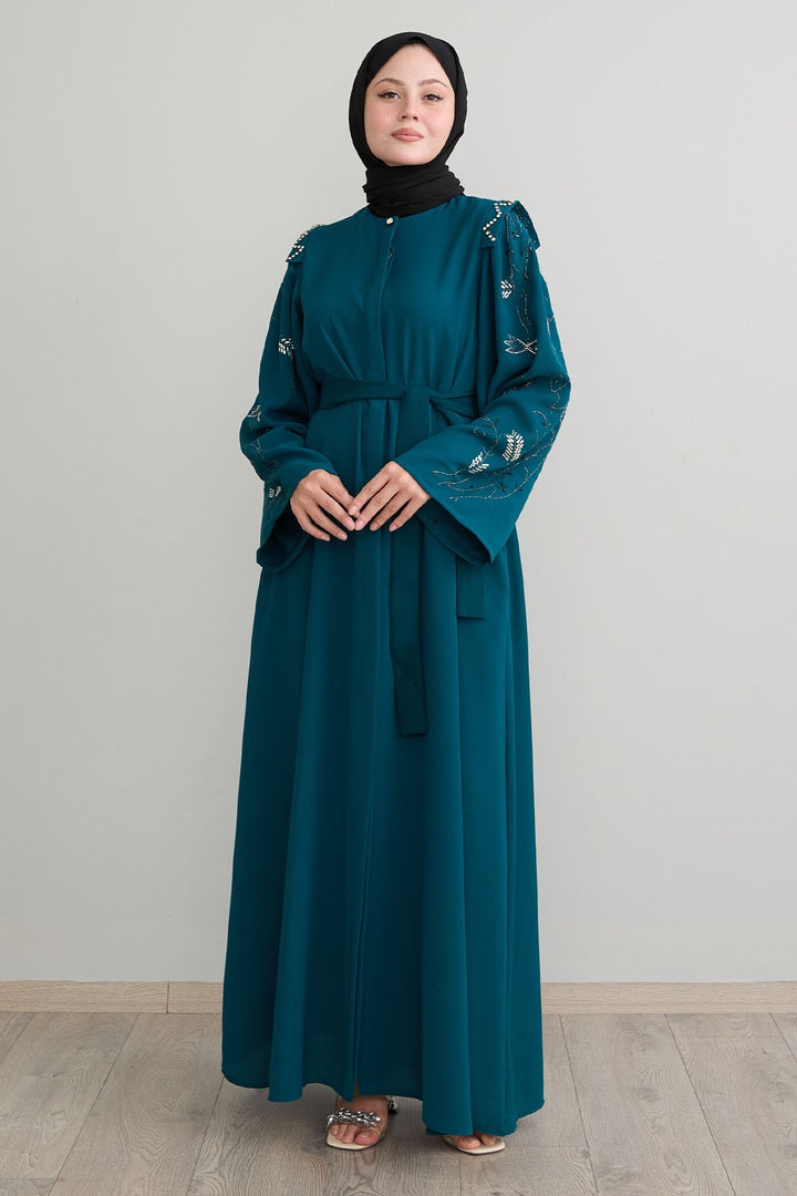 MDS Women Secret Exploding Shoulder Stoned Oil Abaya - Vitsyebsk
