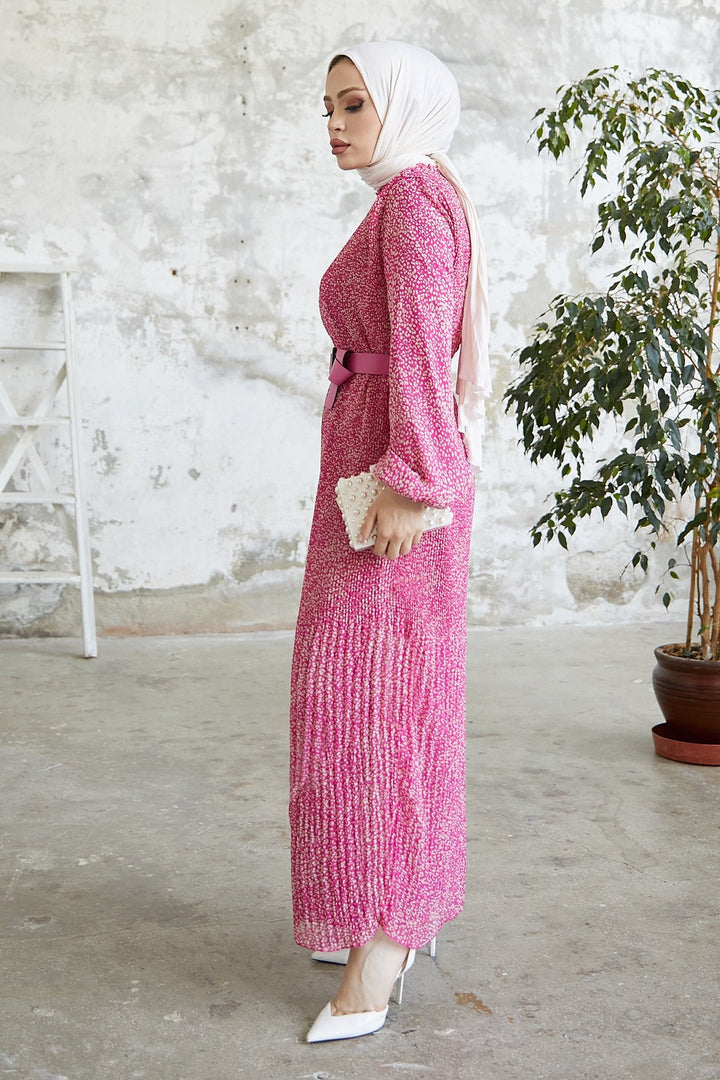 MDS Women Melya Crispy Pattern Chiffon Dress - Pink - Buckeye