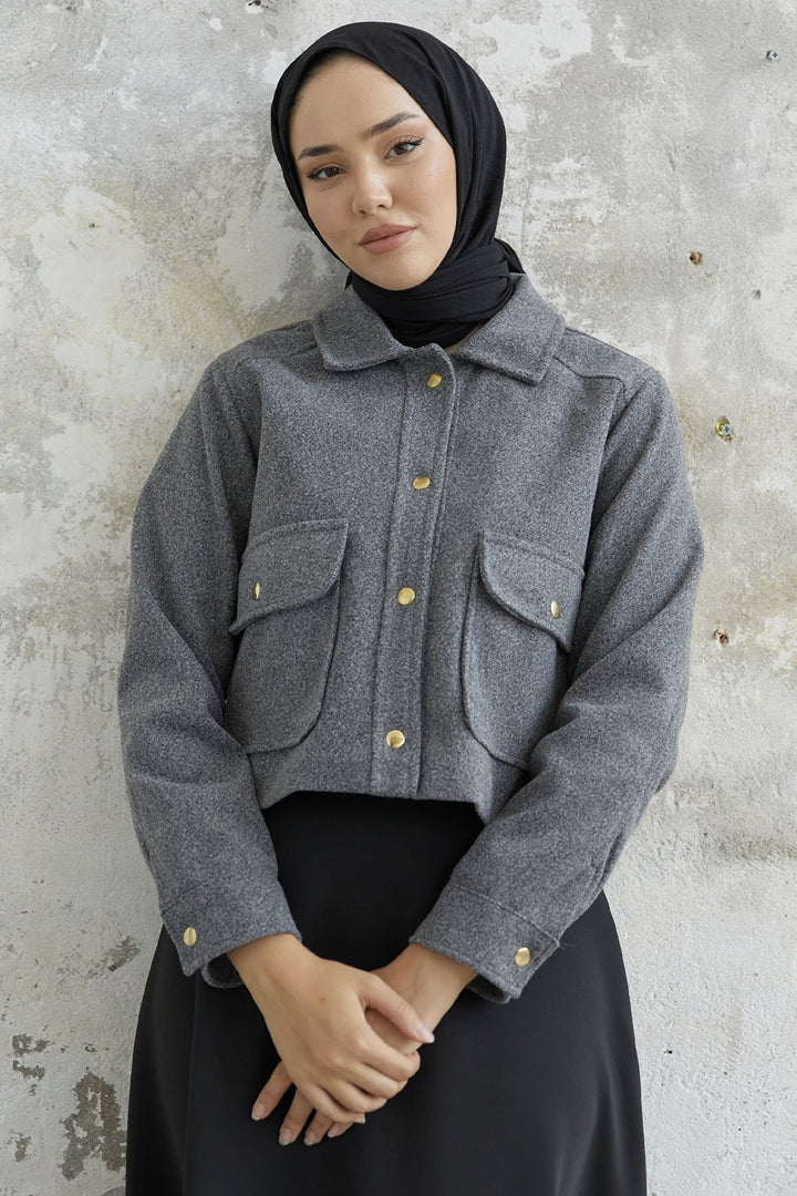 MDS Women Liesa Cover Pocketed Cashmere Jacket - Grey - Arlington Heights