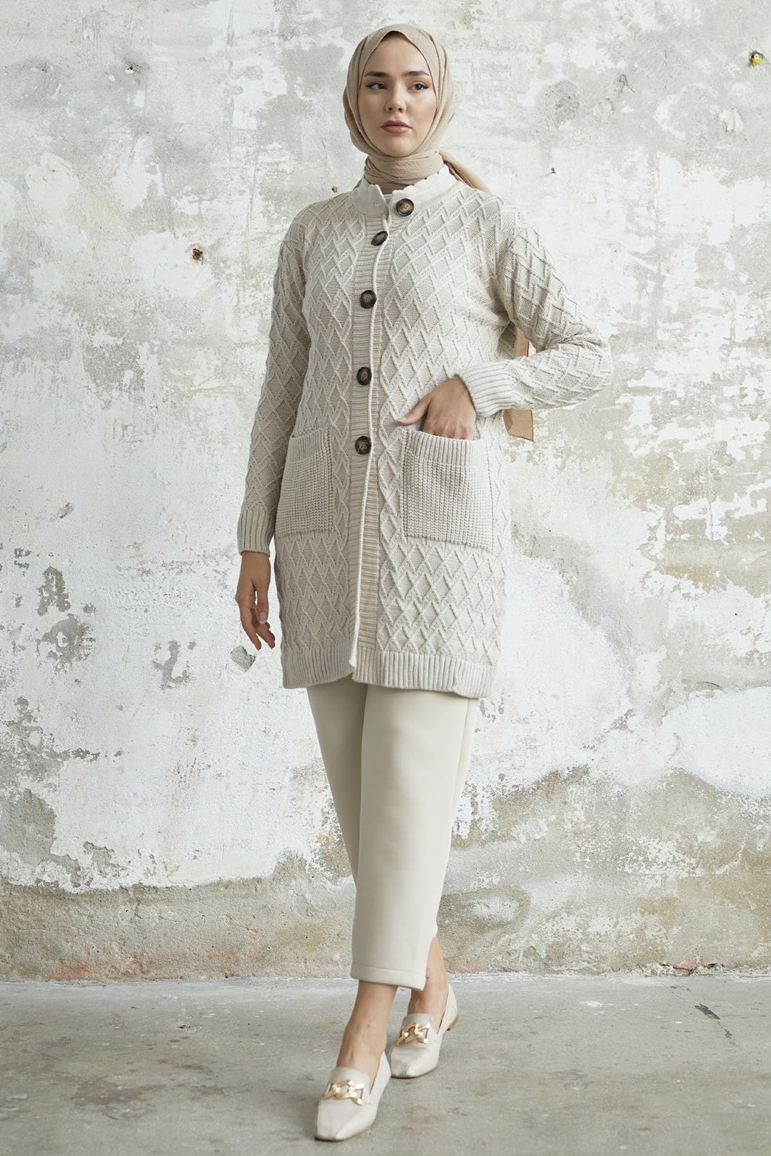 MDS Women Mosya Pocket Buttoned Knit Cardigan - Ecru - Everett