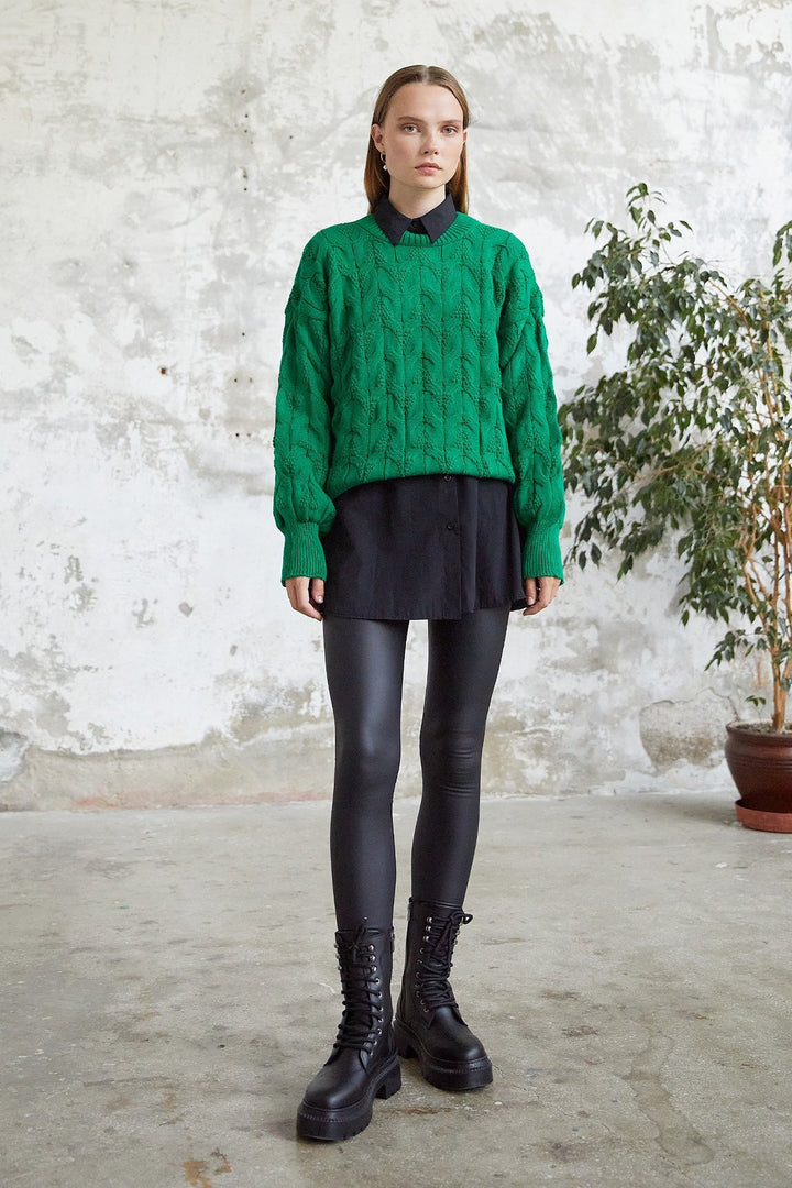 MDS Women Knitted Short Sweater - Green - Spijkenisse
