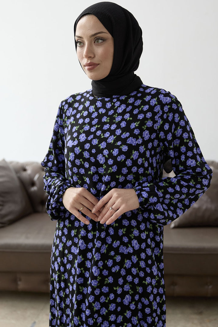 MDS Women Rose Pattern Viscose Dress - Purple - Tourcoing