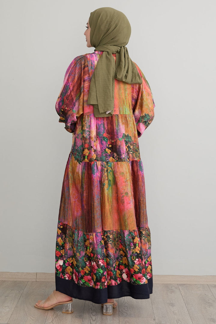 MDS Women Abstract Flowered Black Viscose Dress - Beveren