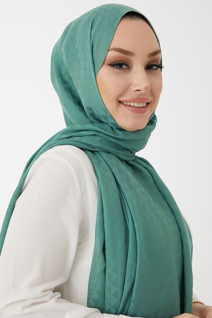 MDS Women Prism Pattern Cotton Jacquard Shawl - Turquoise - Santa Rosa Jauregui