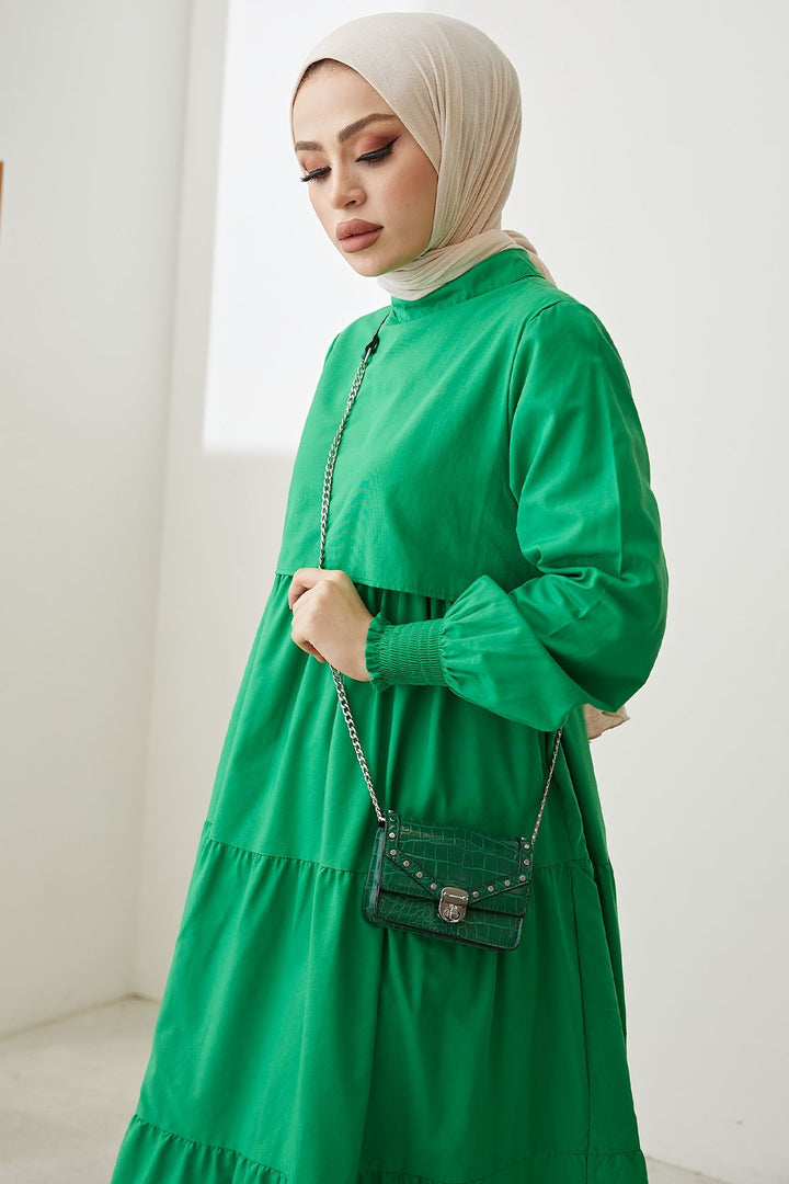 MDS Women Single Layer Detail Loose Dress - Green - Lauderdale Lakes