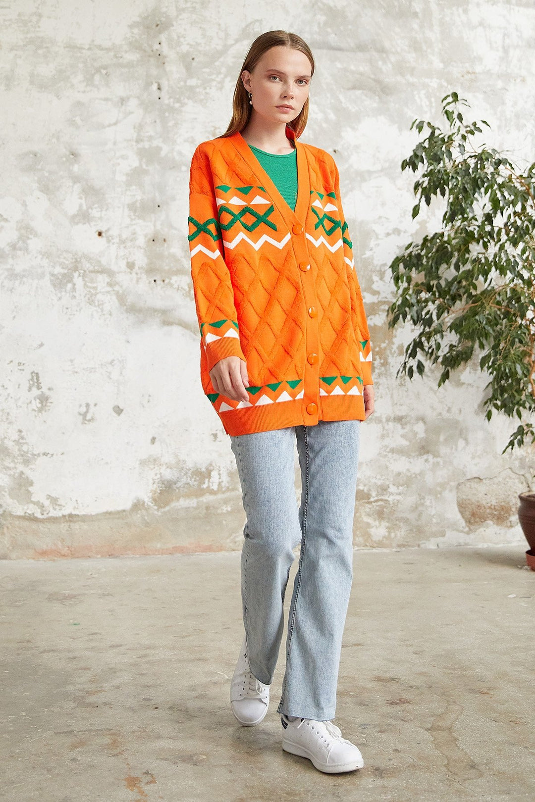 MDS Women Lady Knit Cardigan - Orange - Bila Tserkva
