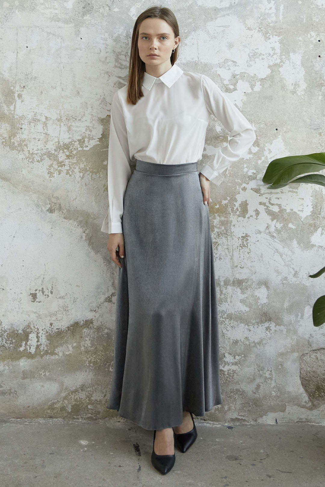 MDS Women Shiny Viscose Skirt - Gray - Meyzieu