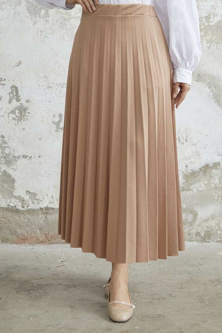 MDS Women Luisa Beli Rubber-Banded Pleated Skirt - Beige - Kassel