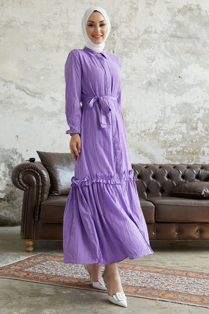 MDS Women Nesya Skirt Edge Frilly Waffle Dress - Lilac - Bend