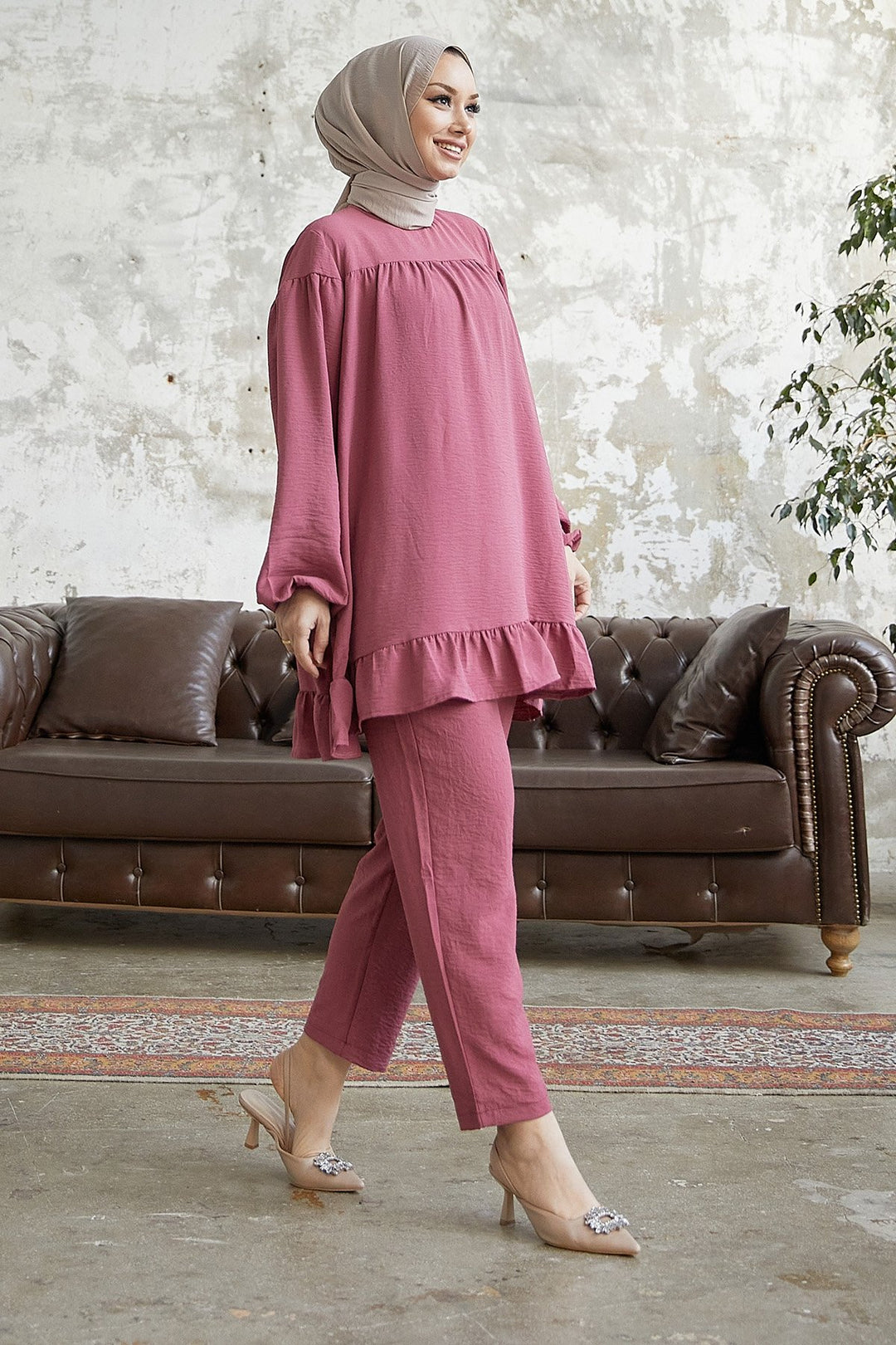 MDS Women Lively Ruffle Skirt Set - Rose Pink - Créteil