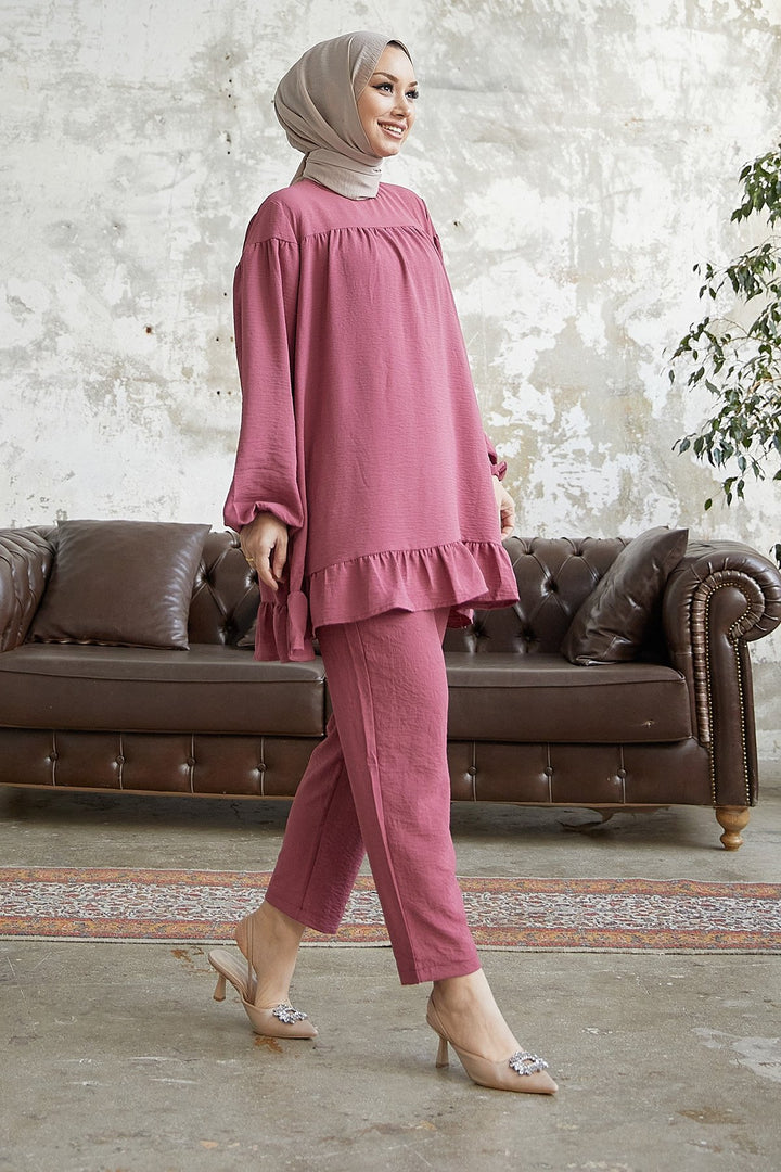 MDS Women Lively Ruffle Skirt Set - Rose Pink - Créteil