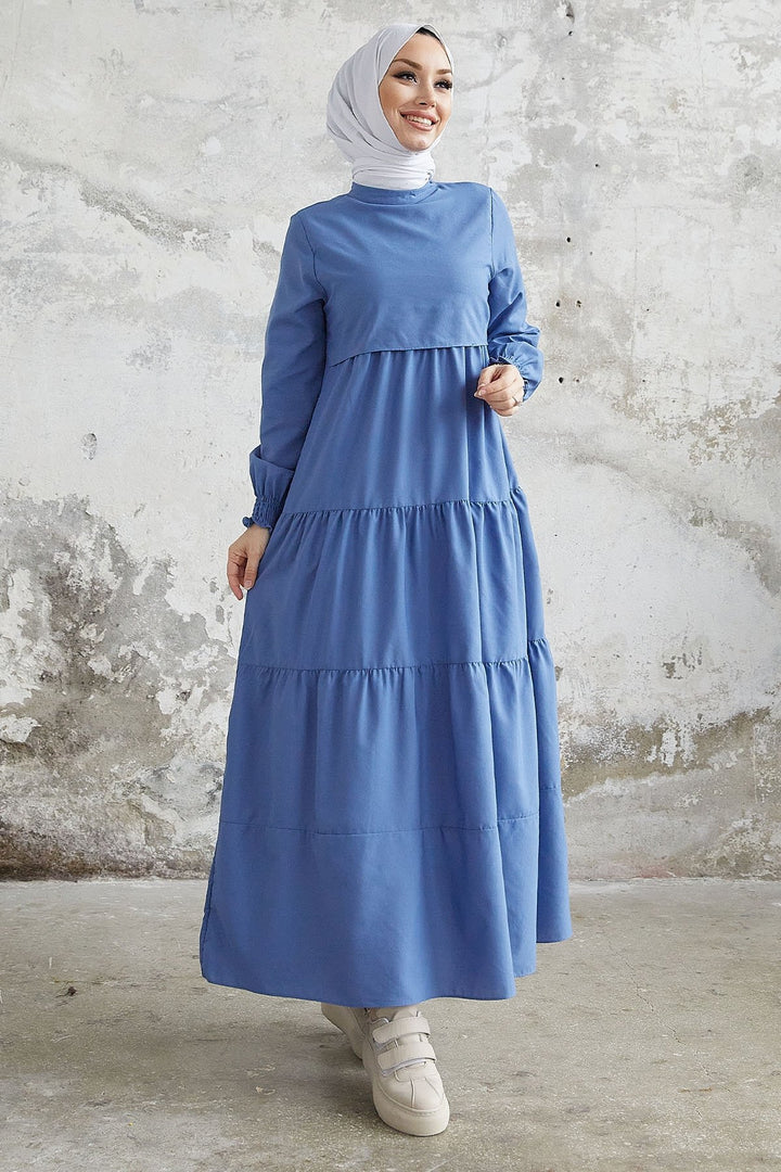 MDS Women Single Layer Detail Casual Dress - Indigo - Fresnillo