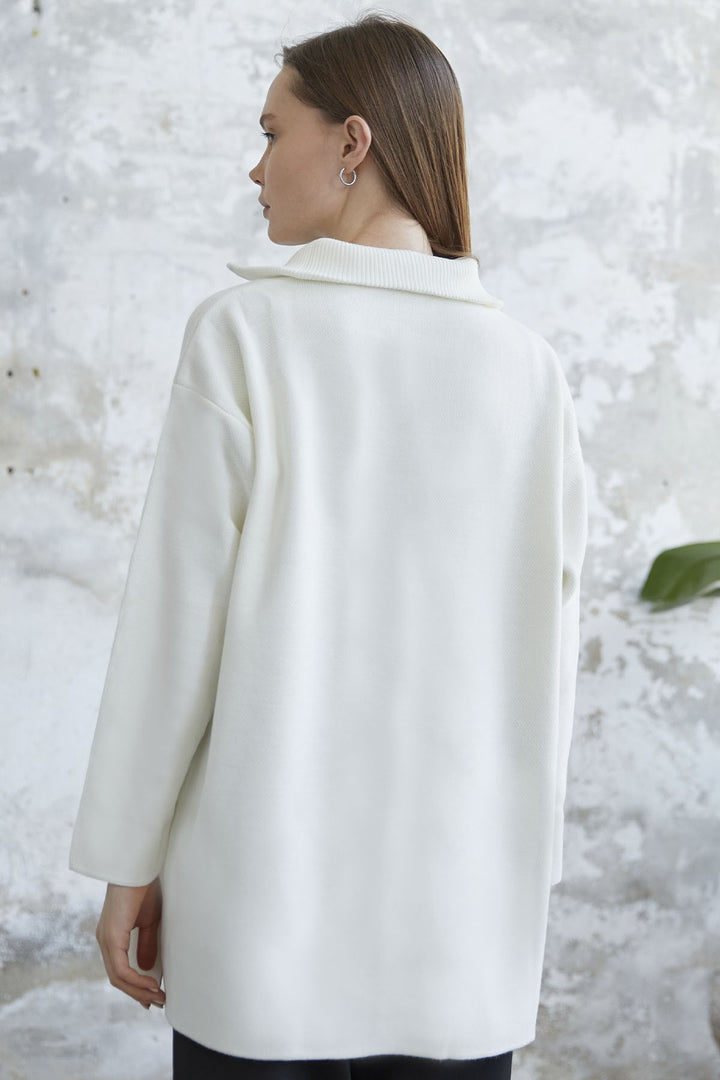 MDS Women Remy Zippered Sweater - White - Juárez