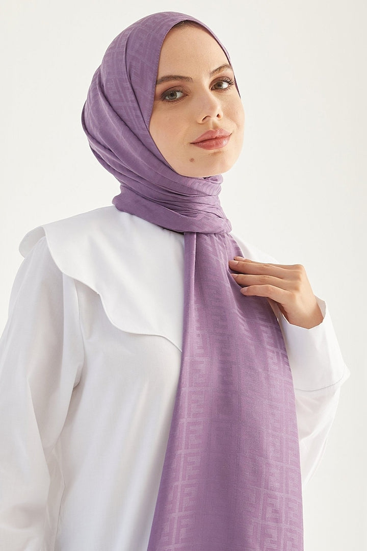 MDS Women Handwoven Jacquard Cotton Scarf - Purple - Glendale