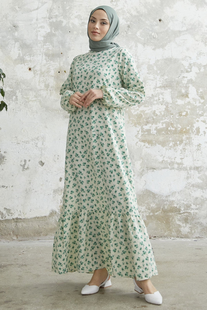 MDS Women Colorful Daisy Waffle Dress - Green - Chula Vista