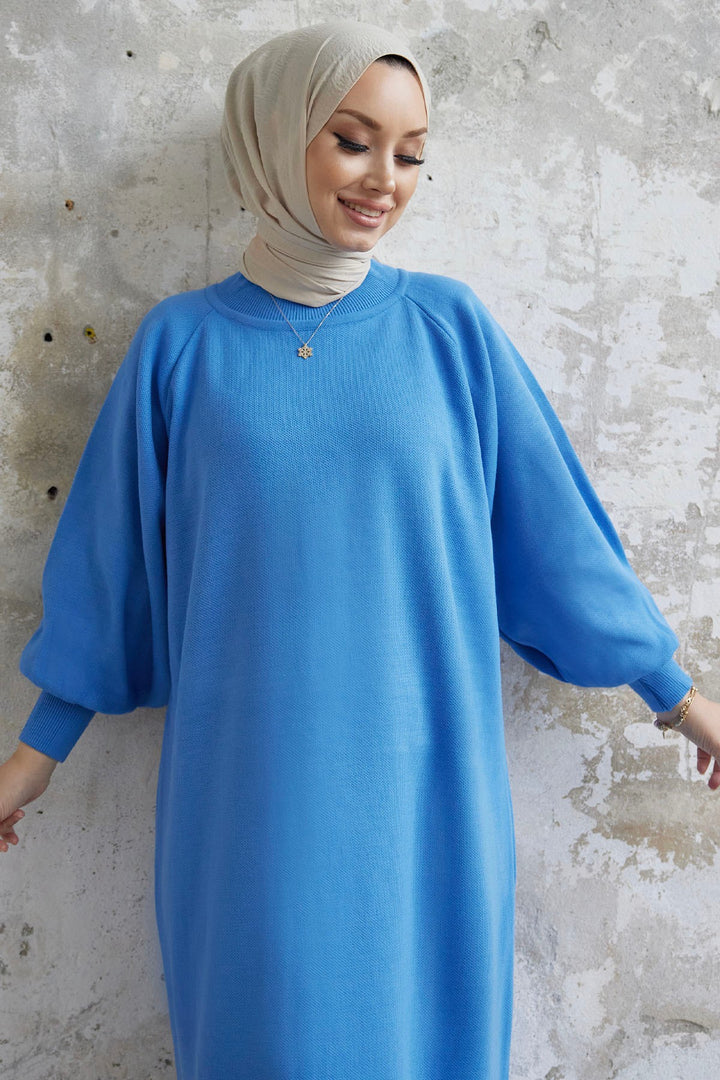 MDS Women Mina Balloon Sleeve Knit Dress - Blue - Cannes