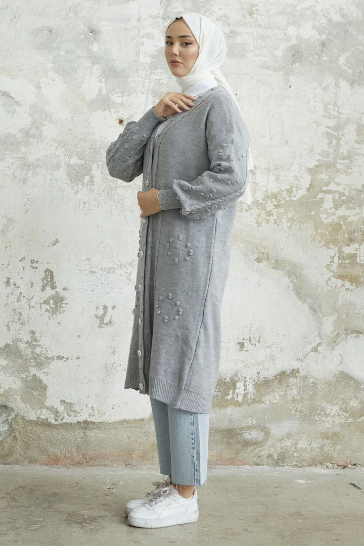 MDS Women Lomira Stone Button Detailed Knit Cardigan - Grey - Edmonton