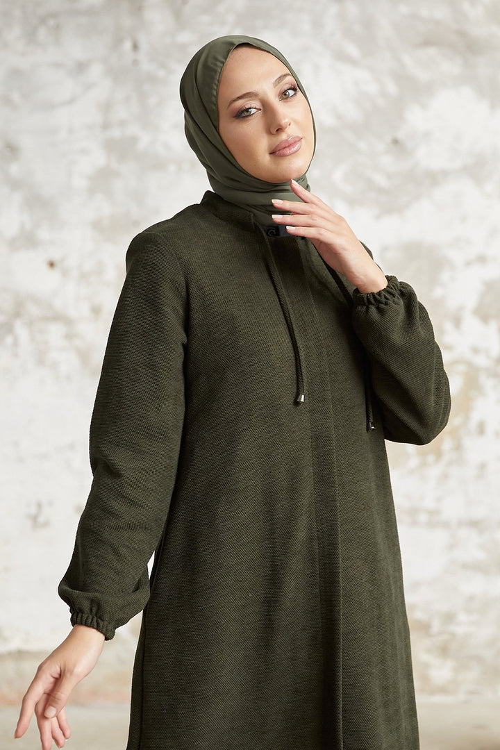 MDS Women Levina Secret Snap Abaya - Khaki - Coburg