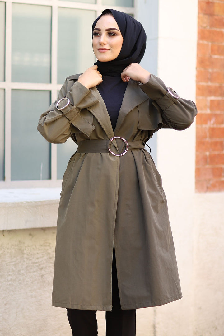 MDS Women Two-Tone Trench Coat - Khaki - Sandy Springs
