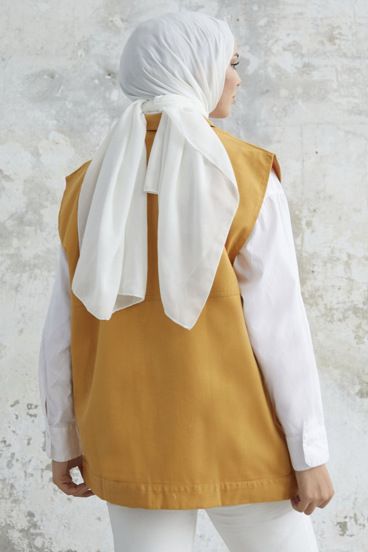 MDS Women Cover Pocket Gabardine Vest - Mustard - Lakewood