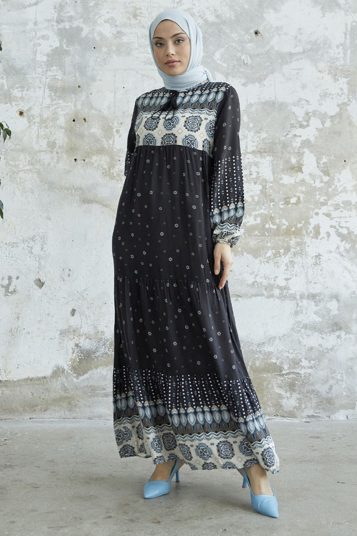 MDS Women Tasseled Viscose Dress - Black - Tomelloso