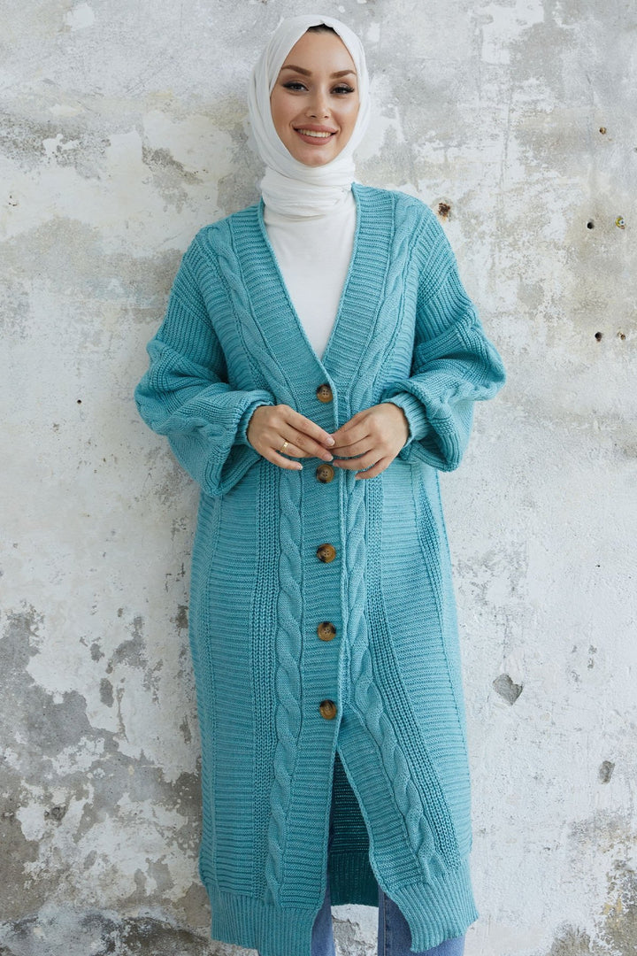 MDS Women Evia Buttoned Knit Cardigan - Water Green - Syracuse