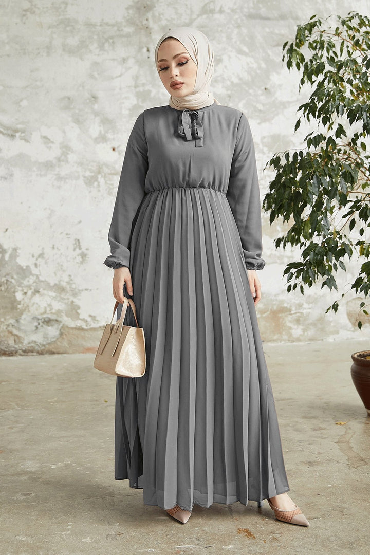 MDS Women Pleated Limelda Chiffon Dress - Anthracite - Wood Buffalo