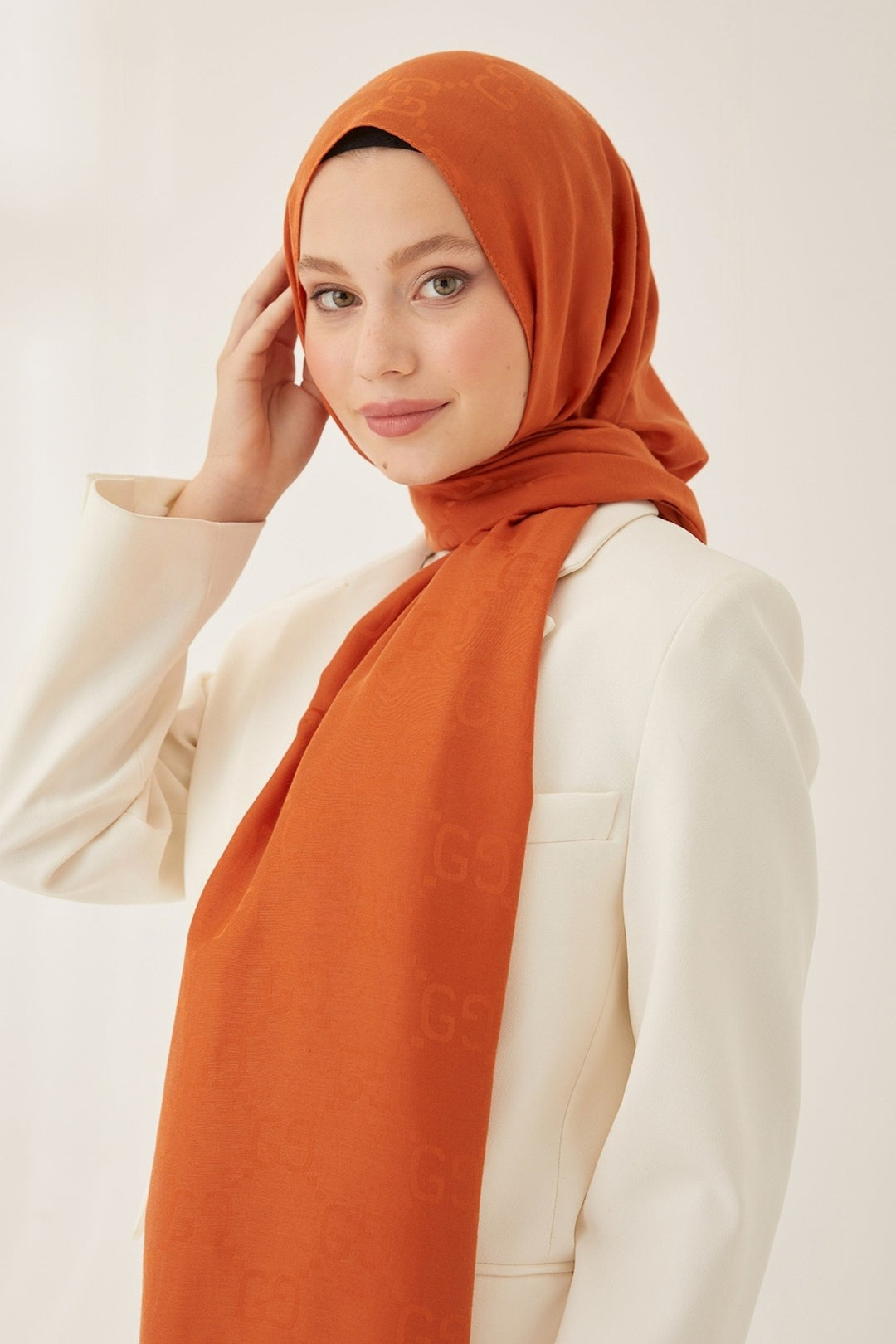 MDS Women Ariva G Patterned Jacquard Cotton Shawl - Terracotta - Oxnard