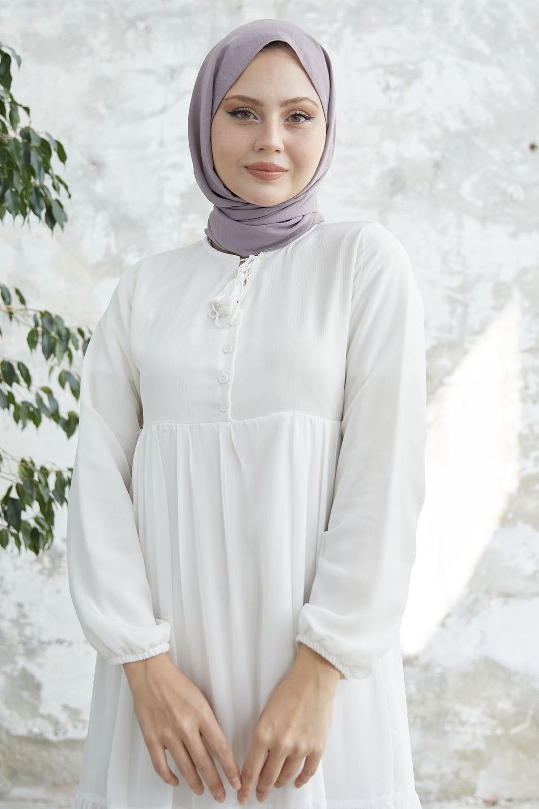 MDS Women Lace-Up Yoryo Chiffon Dress - White - Weimar