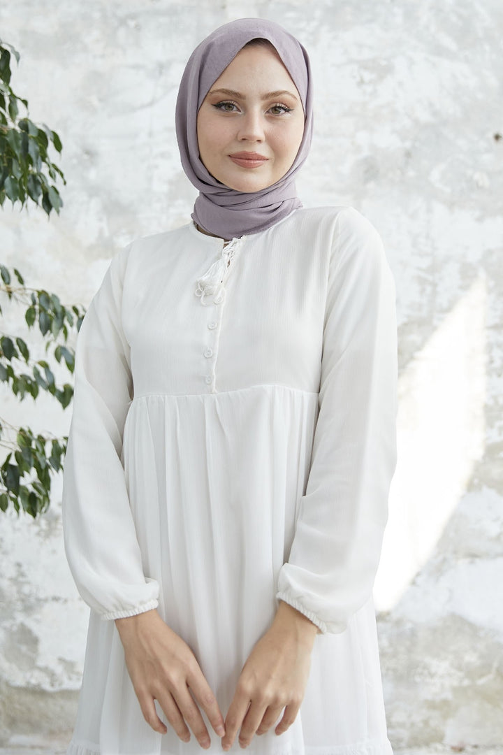 MDS Women Lace-Up Yoryo Chiffon Dress - White - Weimar