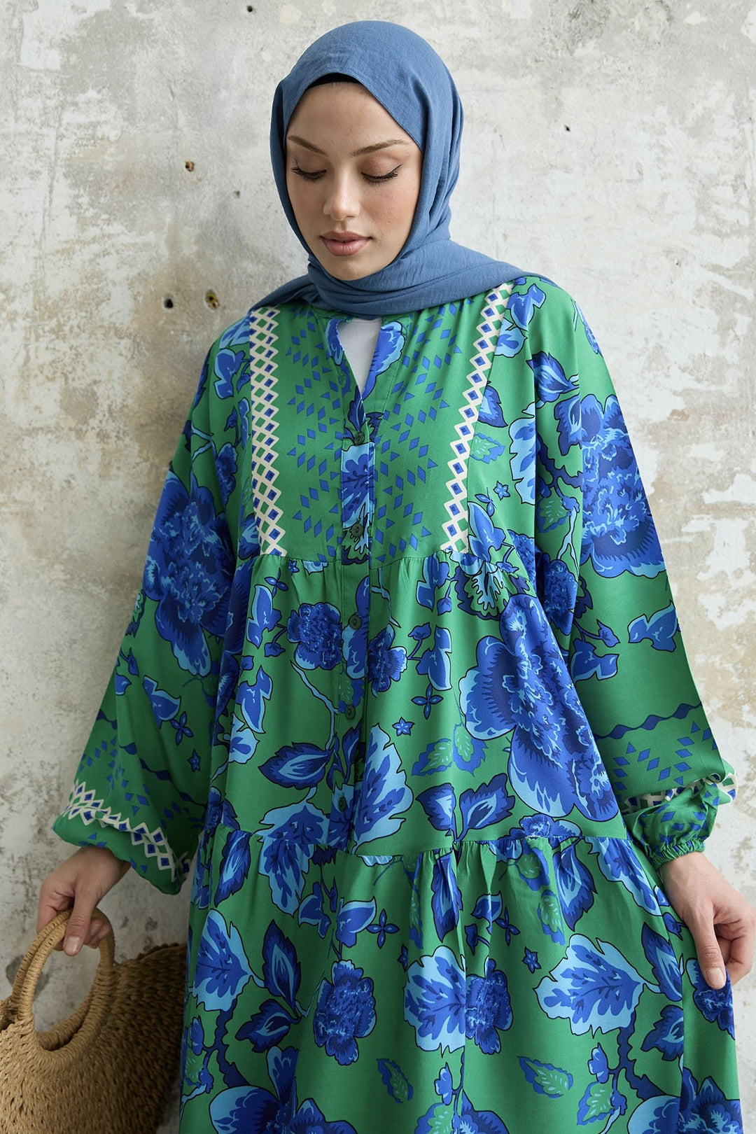MDS Women Acacia Flower Viscose Dress - Green - Schagen