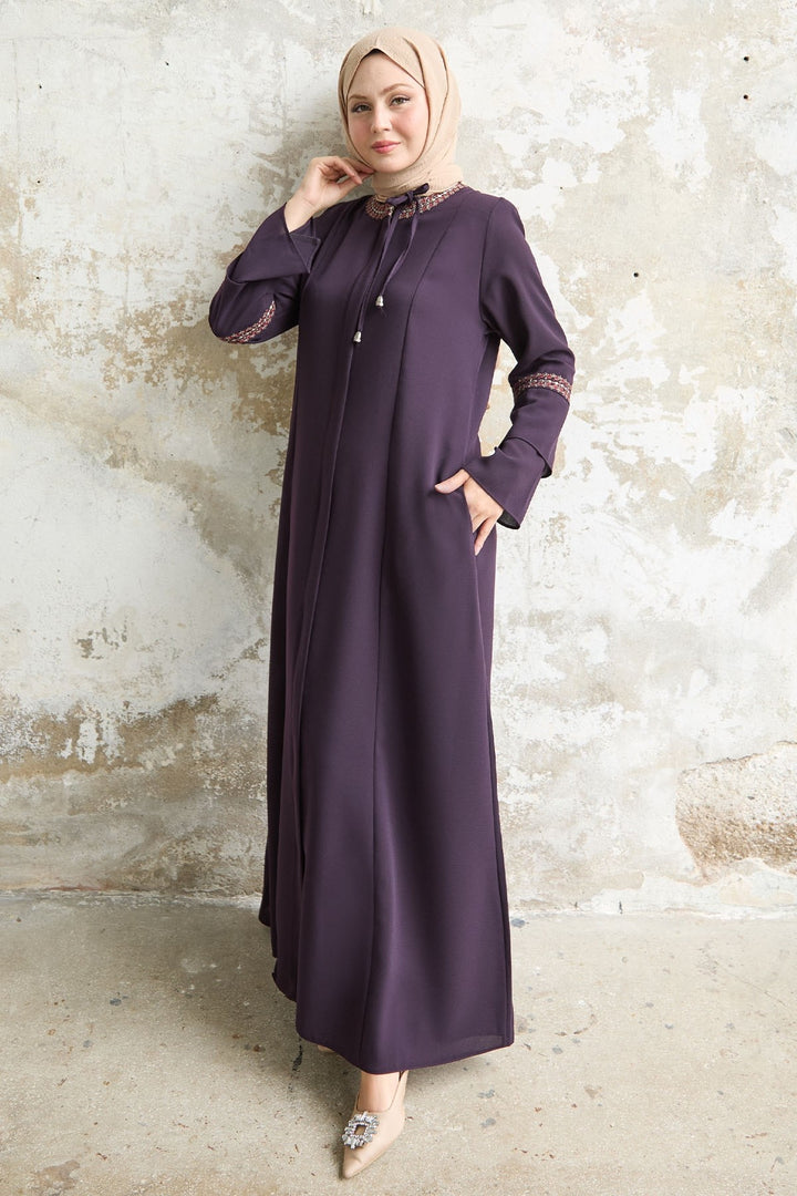 MDS Women Purple Abaya with Lace Detail - Lluchmayor