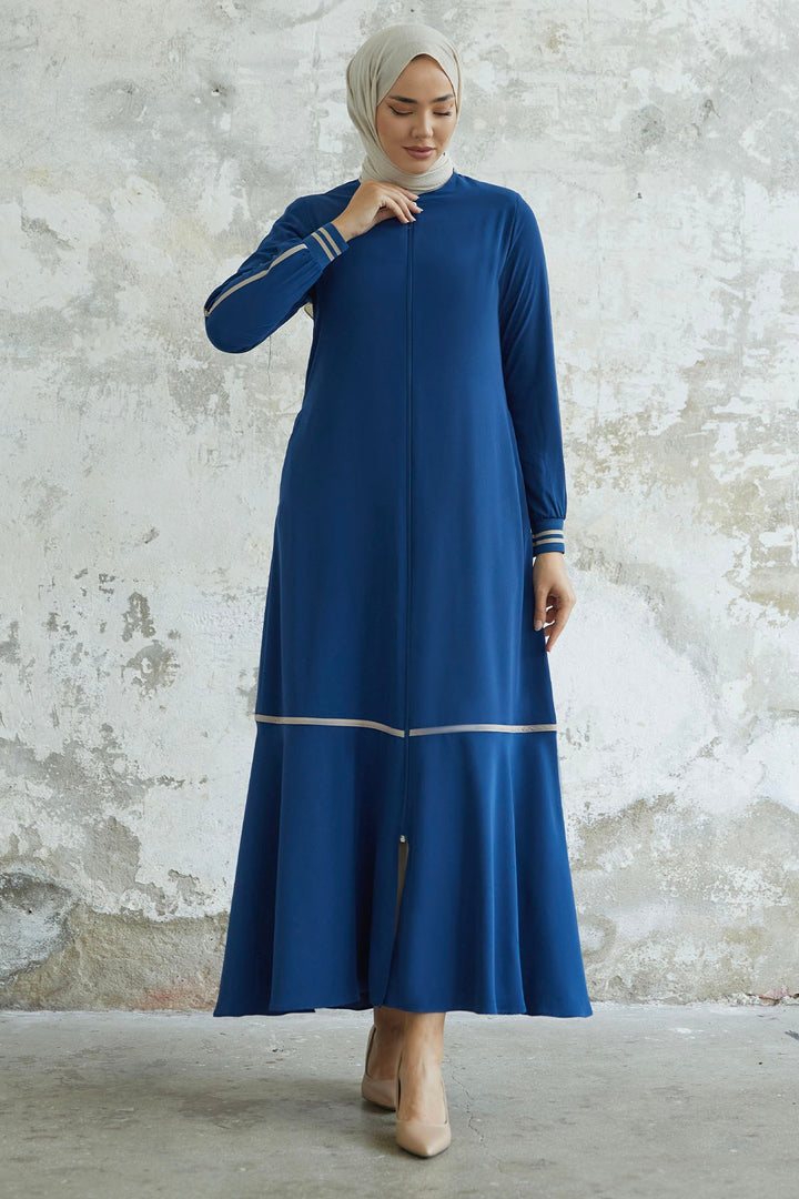 MDS Women Hazel Striped Patterned Abaya - Indigo - Fort McMurray