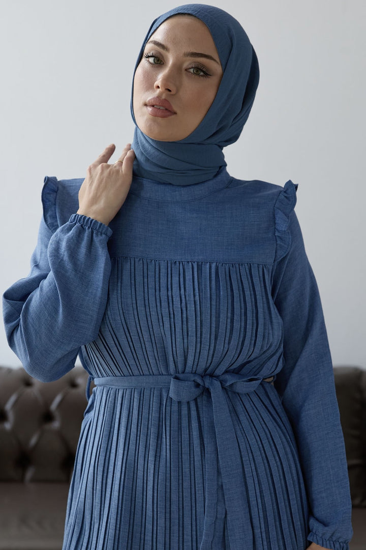 MDS Women Front Pleated Ruffle Detail Set - Indigo - Baltimore