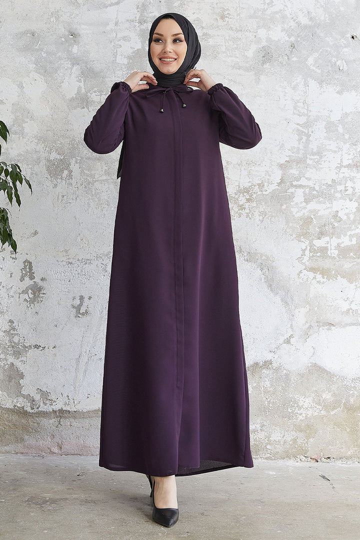 MDS Women Tied Lace Hidden Snap Coat - Purple - Andover