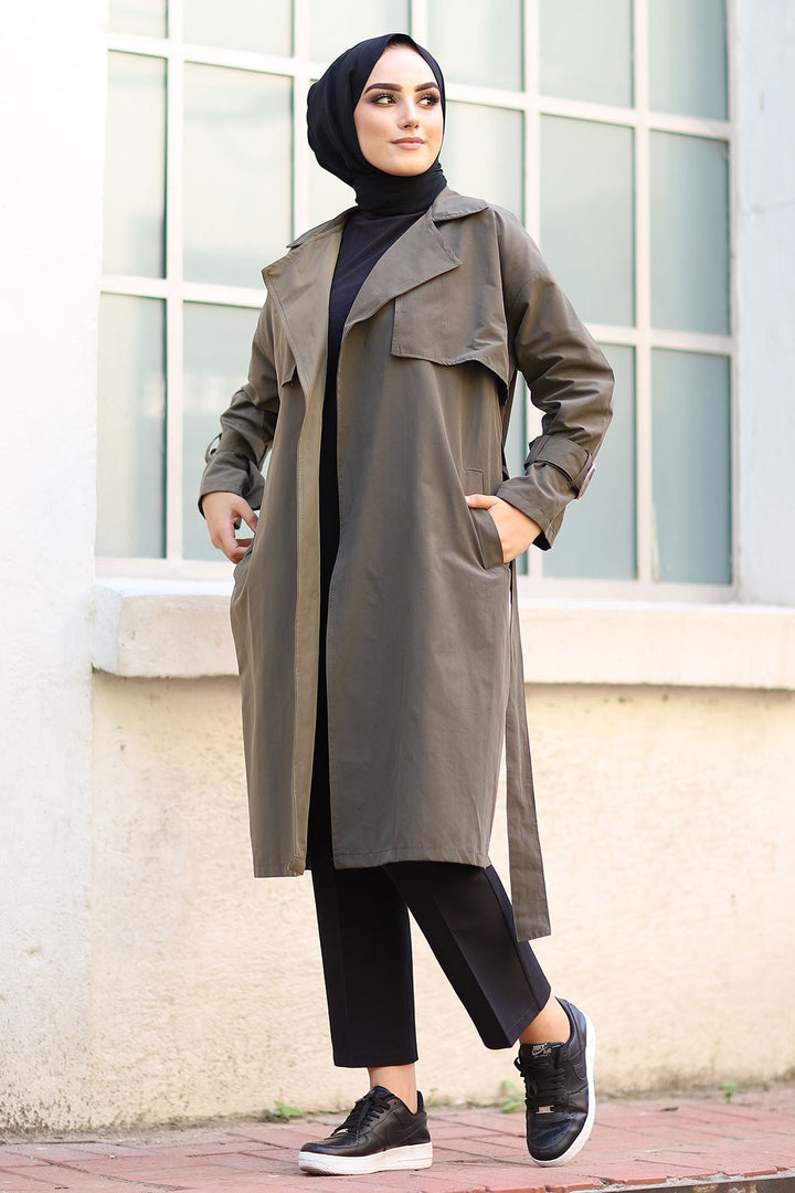 MDS Women Two-Tone Trench Coat - Khaki - Sandy Springs