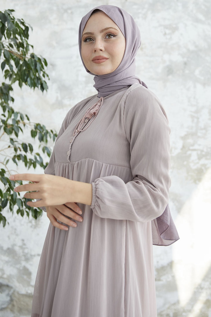 MDS Women Lace-Up Yoryo Chiffon Dress - Powder - Logroño
