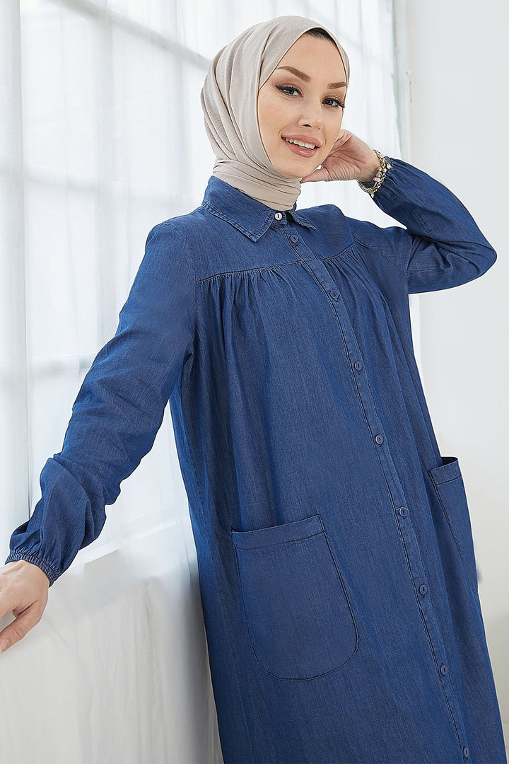 MDS Women Mayra Robali Pocketed Denim Dress - Blue - Moortebeek