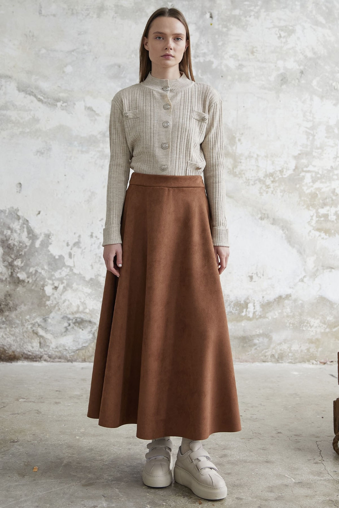 MDS Women Elisha Suede Skirt - Beige - Bagneux