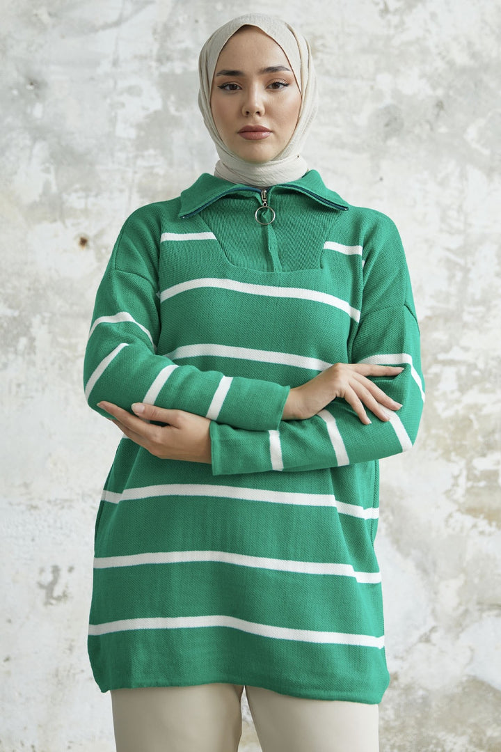 MDS Women Maroya Striped Knit Sweater - Green - Macerata