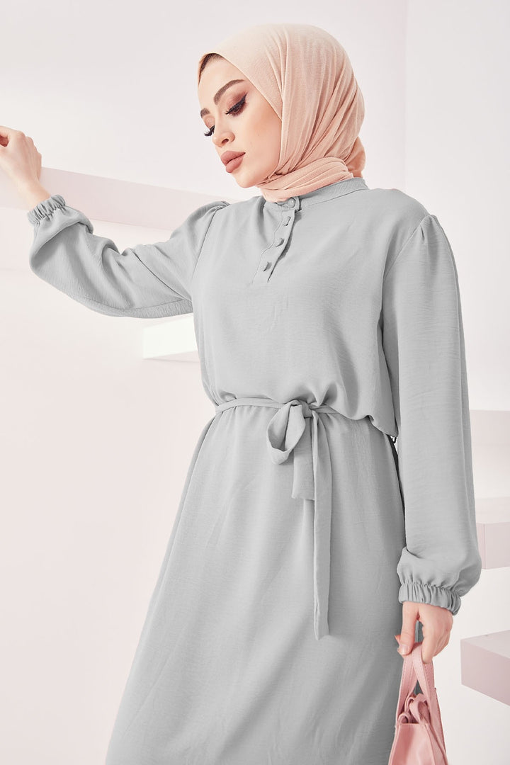 MDS Women Meyra Buttoned A-line Dress - Gray - Senigallia