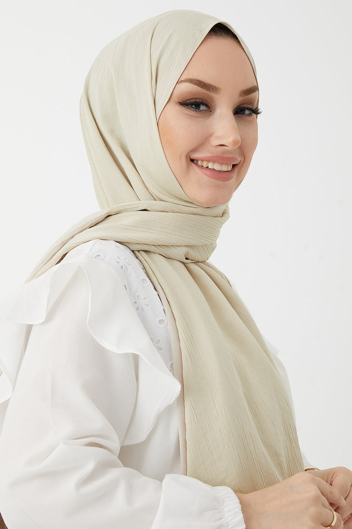 MDS Women Mica Crinkle Silk Shawl - Stone - Durham