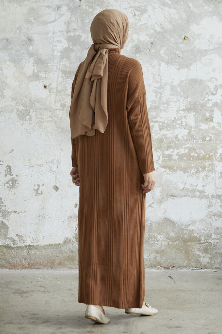 MDS Women Arissa Fisherman Collar Long Knit Dress - Brown - Ossining