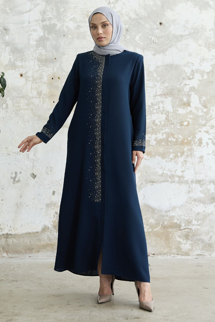 MDS Women Stone-embroidered Abaya - Indigo - Lüdenscheid