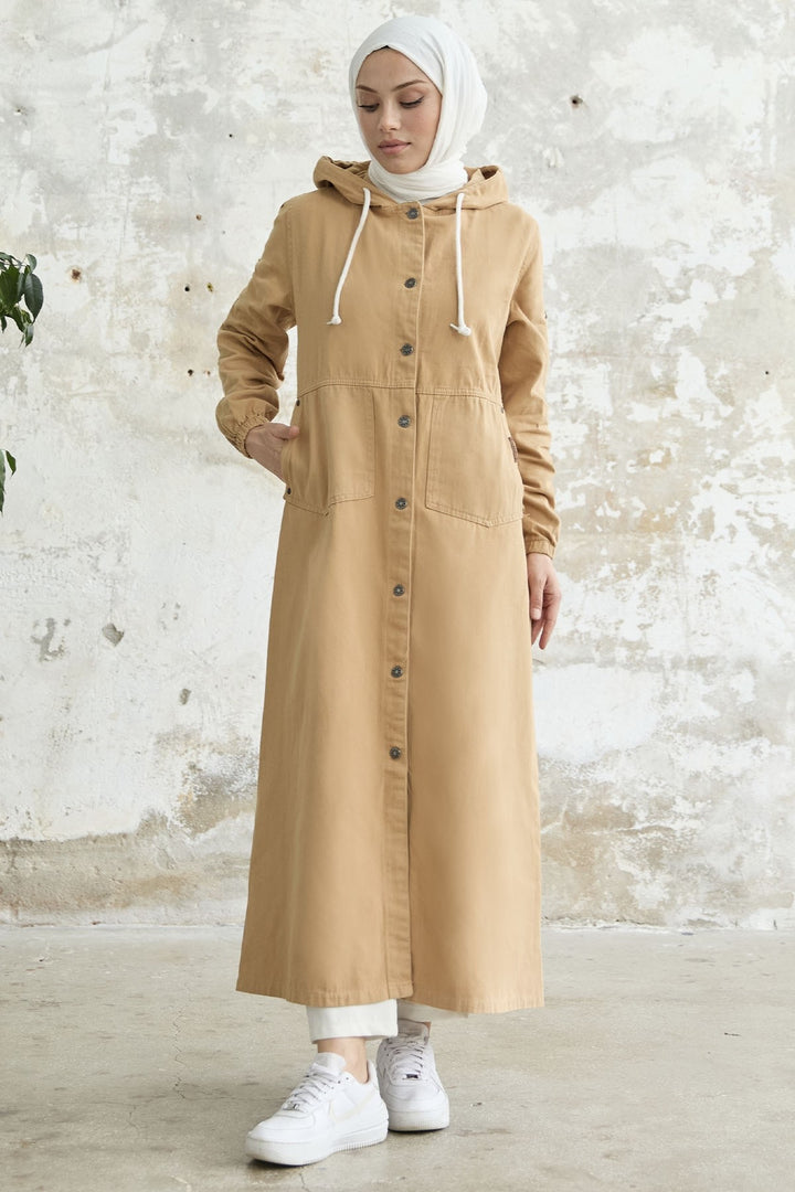MDS Women Arm Pocketed Gabardine Jacket - Camel - Mississauga