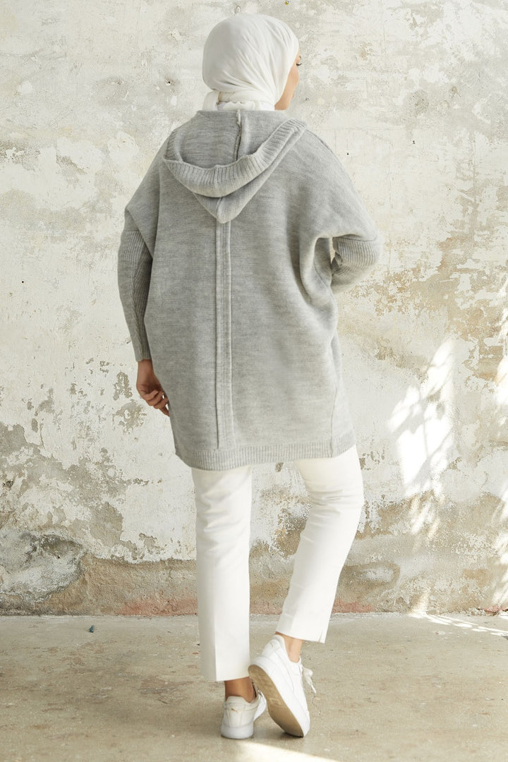 MDS Women Kitty Hooded Cardigan - Gray - Civitavecchia