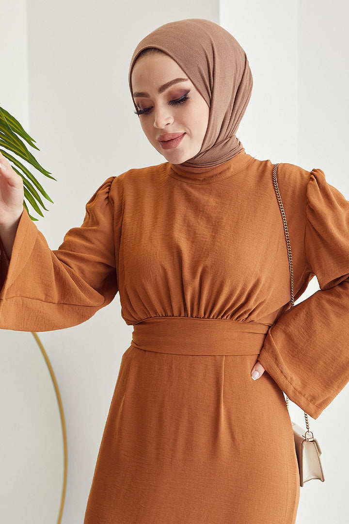 MDS Women Rina Self-Belted A-Line Dress - Orange - Sankt Ingbert