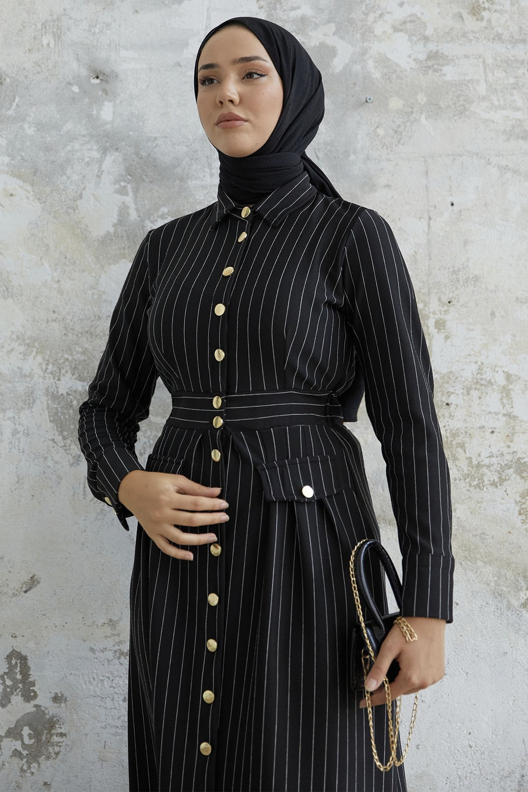 MDS Women Olesya Boydan Buttoned Dress - Black - Morden