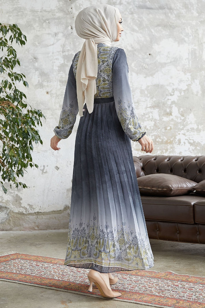 MDS Women Lovella Patterned Belted Chiffon Dress - Anthracite - Oswego